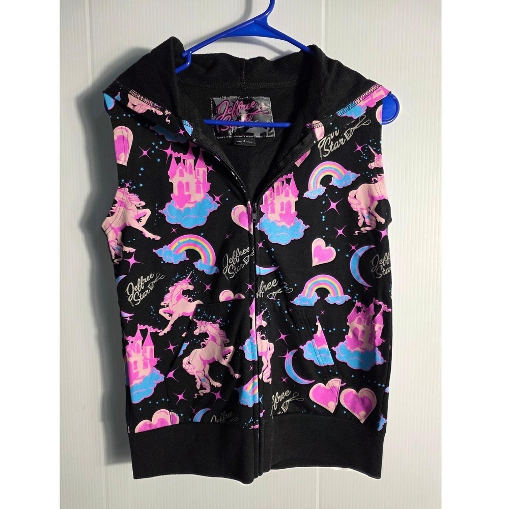 Rare Jeffree Star Vest Unicorn Beauty Killer Hoodie Rainbow Print Sleeveless (S) - Picture 6 of 9